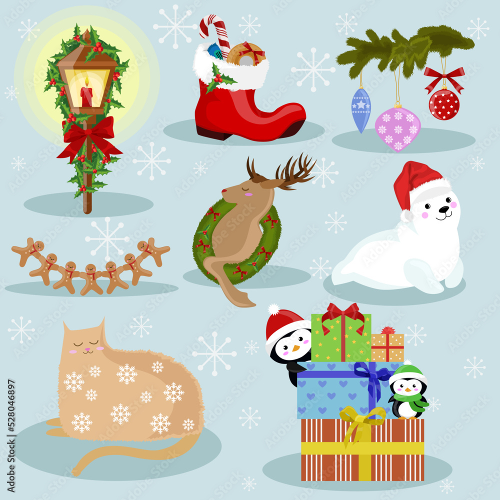 Fototapeta premium set of christmas elements