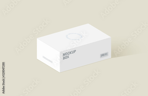 Realistic package box in white colors. Rectangle closed box mock up.