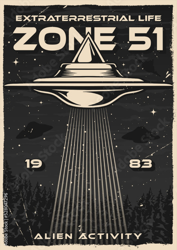 Alien activity flyer vintage monochrome