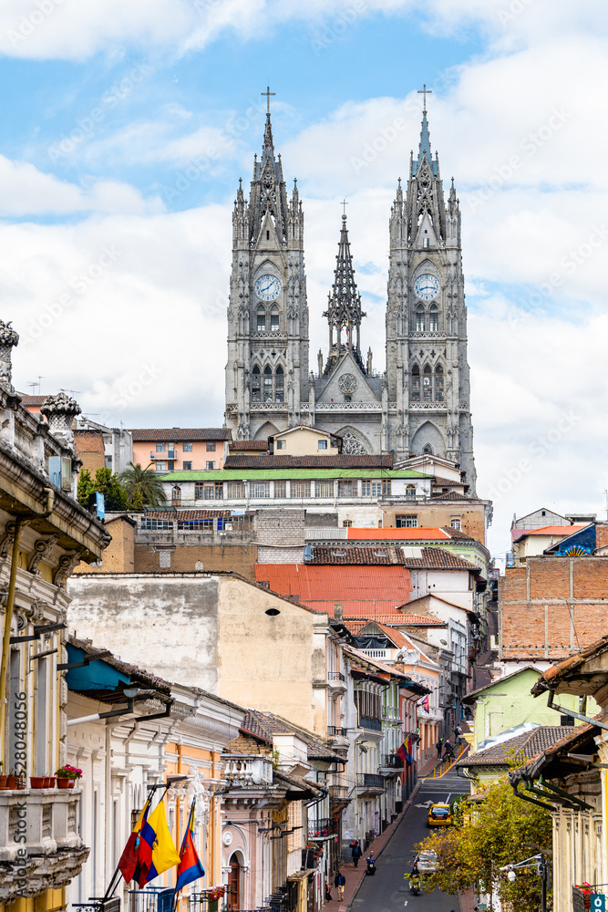 Fototapeta premium street view of quito old town, ecuador