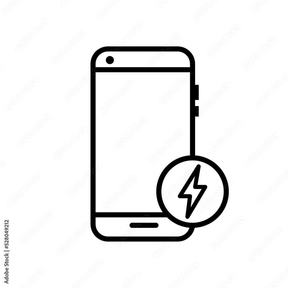 Black single phone charging line icon, simple digital electronic flat design pictogram Black single phone charging line icon, simple digital electronic flat design pictogram
