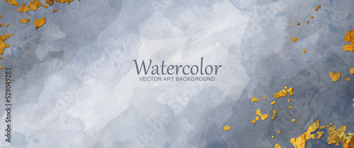Blue watercolor vector art background for cards, flyer, poster, banner and cover design. Hand drawn illustration for your design. Place for text. Watercolour texture. Grunge backdrop.