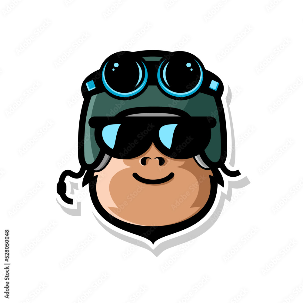 vector illustration of cute monkey face cartoon wearing motorcycle helmet vector illustration of cute monkey face cartoon wearing motorcycle helmet