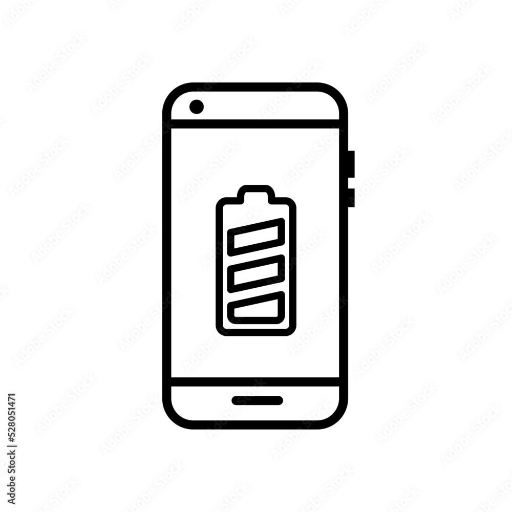 Discharged smartphone, mobile phone with battery vector icon, mobile phone pictogram, button Discharged smartphone, mobile phone with battery vector icon, mobile phone pictogram, button