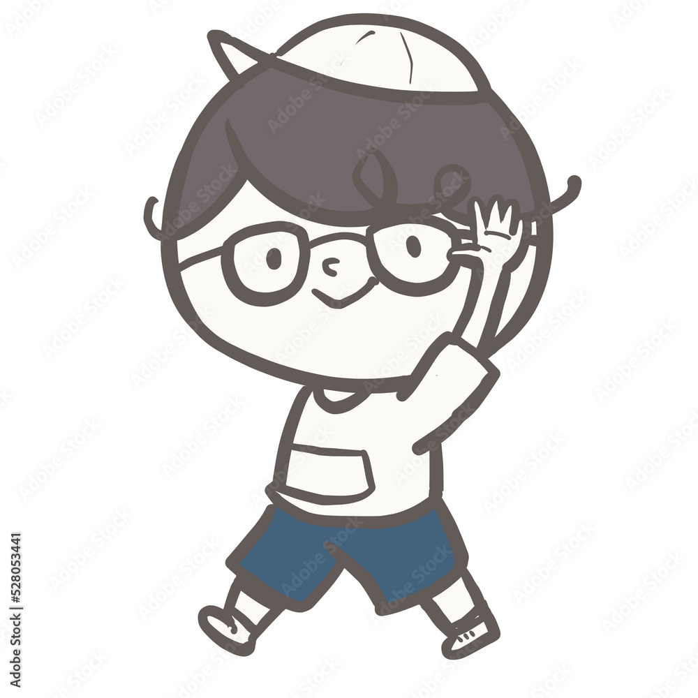 体操服のこども 白組のめがねの男の子 体操服のこども 白組のめがねの男の子