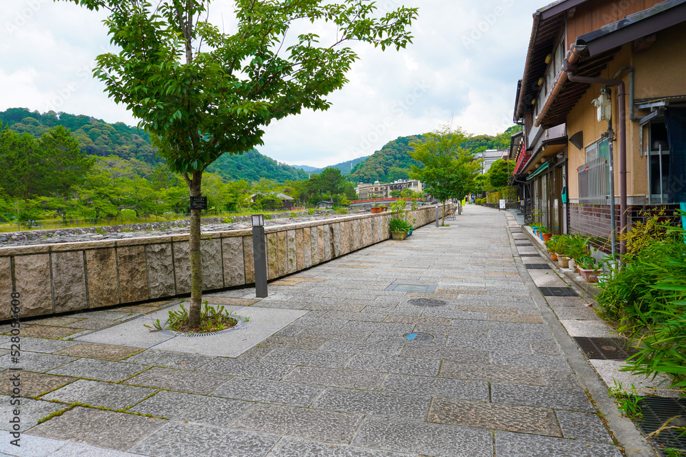 Ajirogino Michi, side walk, Uji river in Uji, Kyoto, Japan