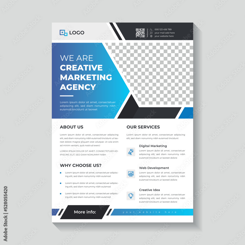 Creative business marketing agency a4 flyer template. Creative business marketing agency a4 flyer template.
