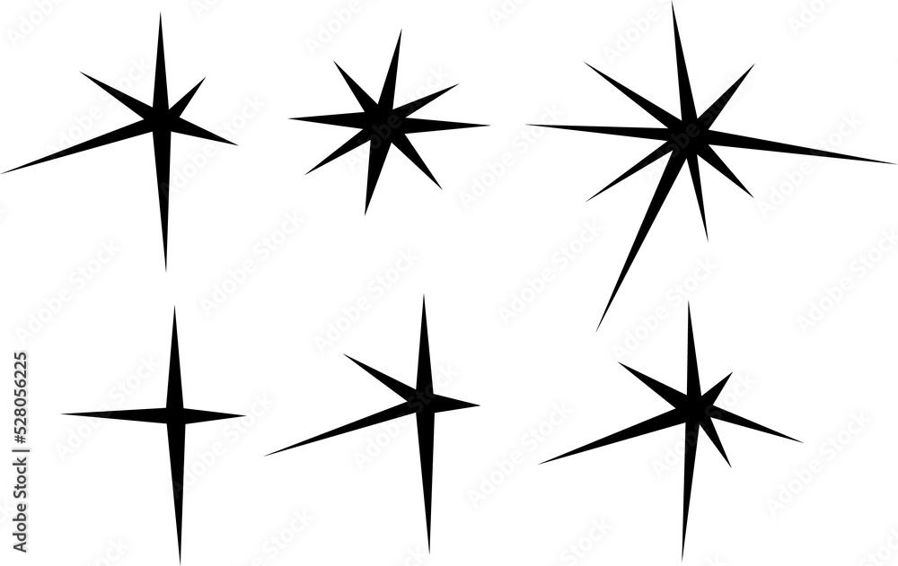 Sparks set (collection) black and white png illustration Sparks set (collection) black and white png illustration