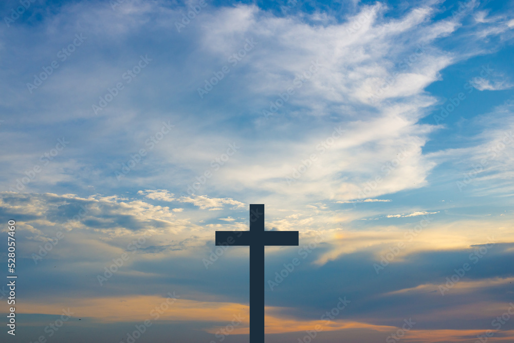 The Cross at the sunset background , Jesus Christ cross