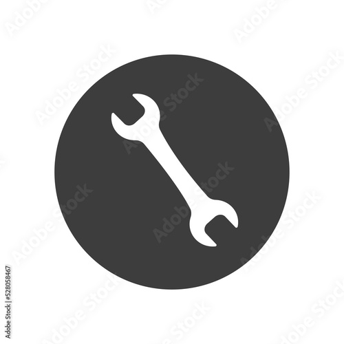 Wrench icon. Vector symbol car service. Wrench with text. retro Isolated on white background. Wrench Fist Mechanic Logo. 