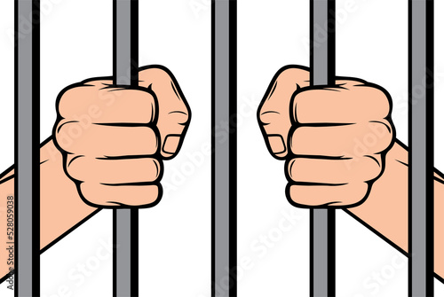 Hands holding prison bars (man in jail) png illustration