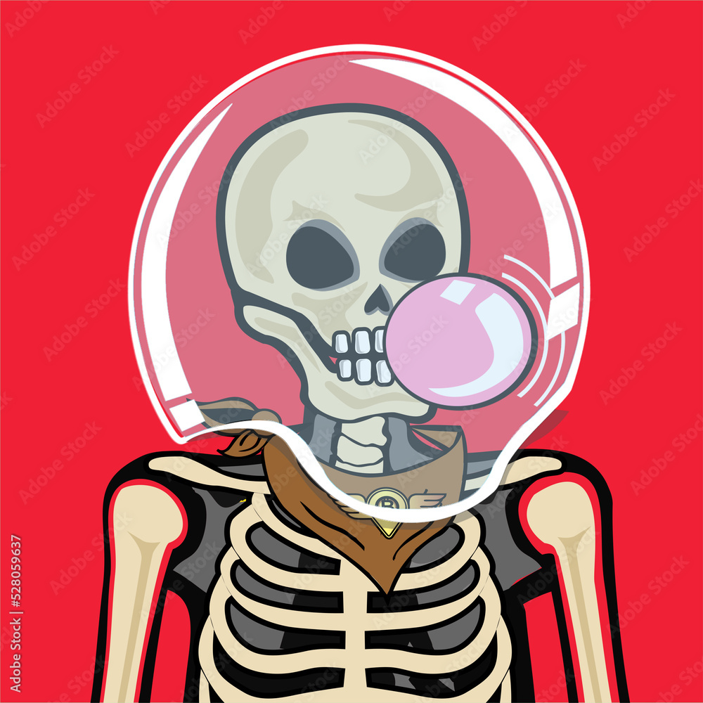 Skull Art, action figure of Skull with different fashion property used posses on colorfull background Skull Art, action figure of Skull with different fashion property used posses on colorfull background