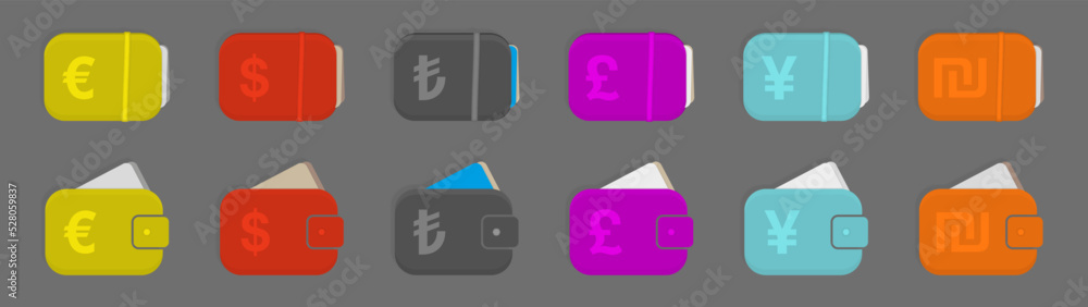 Obraz premium Wallet and Currencies Vector Design