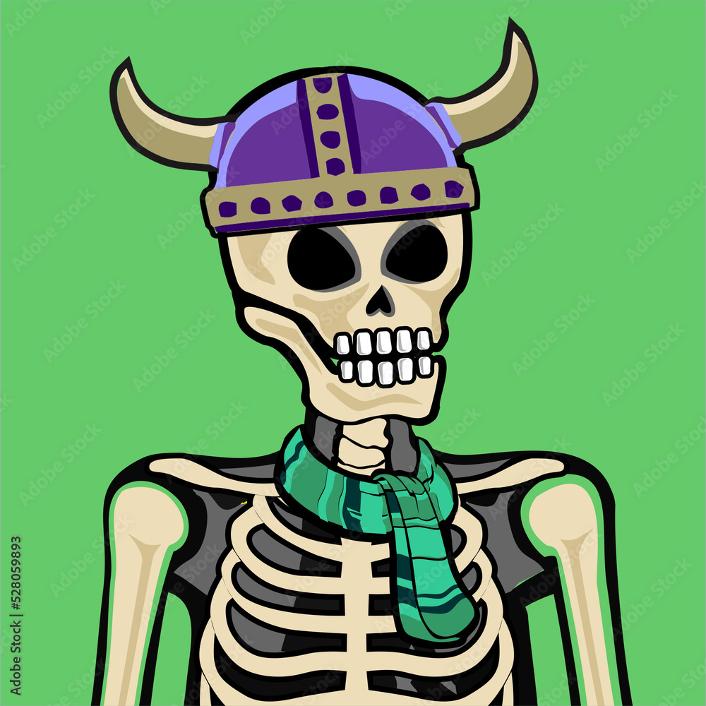 Skull Art, action figure of Skull with different fashion property used posses on colorfull background Skull Art, action figure of Skull with different fashion property used posses on colorfull background
