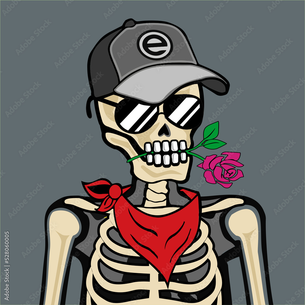 Skull Art, action figure of Skull with different fashion property used possed on colorfull background Skull Art, action figure of Skull with different fashion property used possed on colorfull background