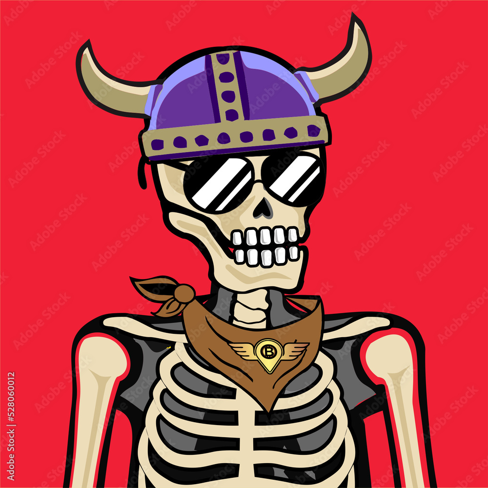 Skull Art, action figure of Skull with different fashion property used possed on colorfull background Skull Art, action figure of Skull with different fashion property used possed on colorfull background
