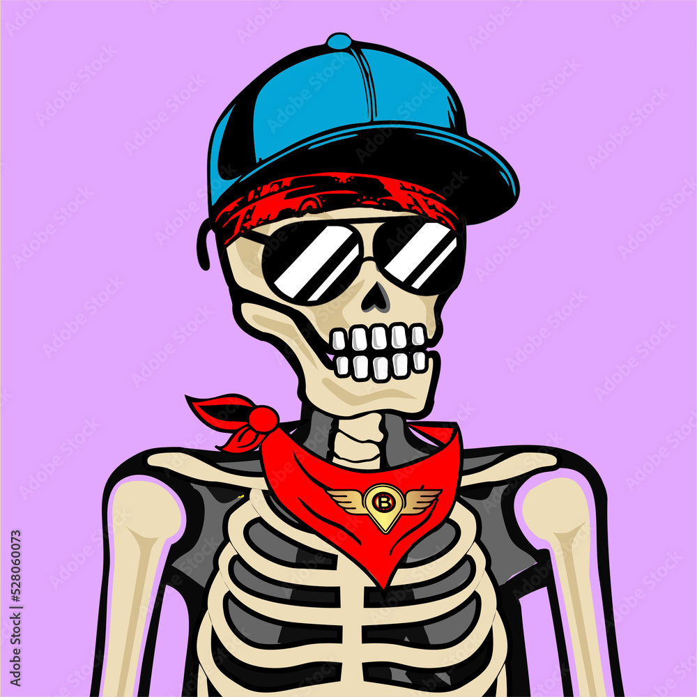 Skull Art, action figure of Skull with different fashion property used possed on colorfull background Skull Art, action figure of Skull with different fashion property used possed on colorfull background