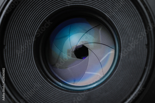 Canvastavla camera lens aperture close up