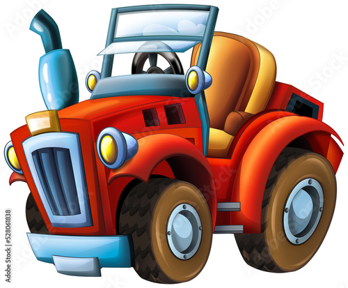 Cartoon farm tractor isolated illustration for the children