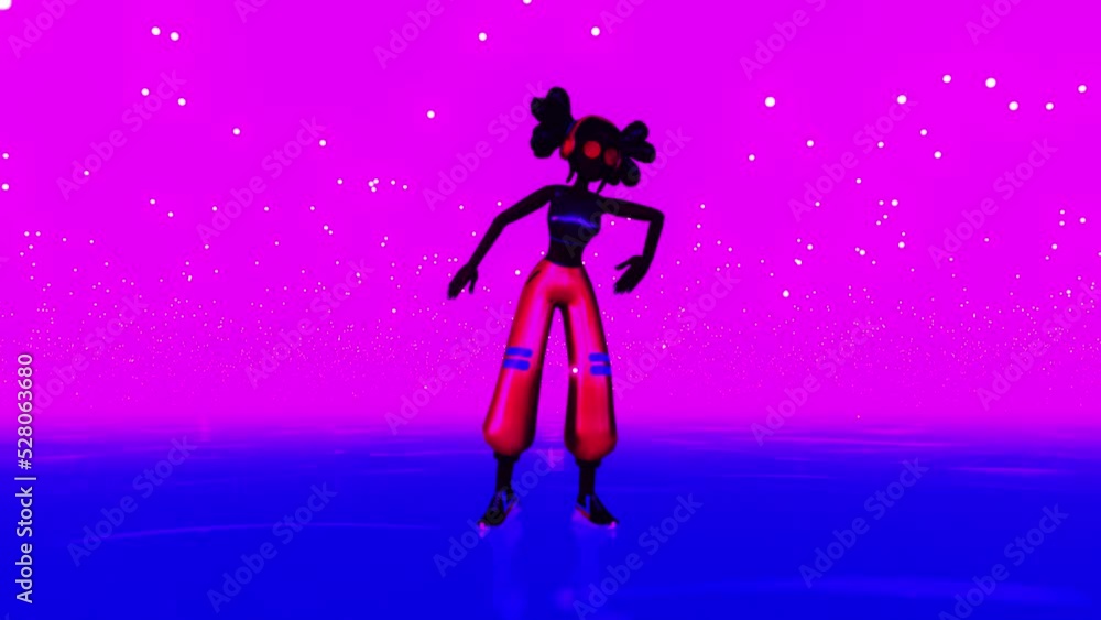 Space background through particles with dance hip hop girl. Surface in another galaxy. Speed of light, neon glowing stars in motion. Movement through the stars. Seamless vj loop Space background through particles with dance hip hop girl. Surface in another galaxy. Speed of light, neon glowing stars in motion. Movement through the stars. Seamless vj loop