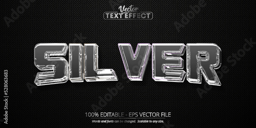 Silver text effect, editable metallic silver text style
