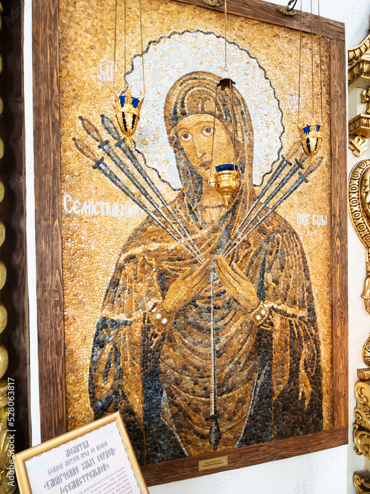 Zelenodolsk, Russia August 25, 2022 mosaic icon in Cathedral in Name