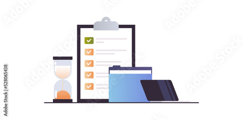Time management and planning day scheduling appointment agenda meeting plan concept flat vector illustration.