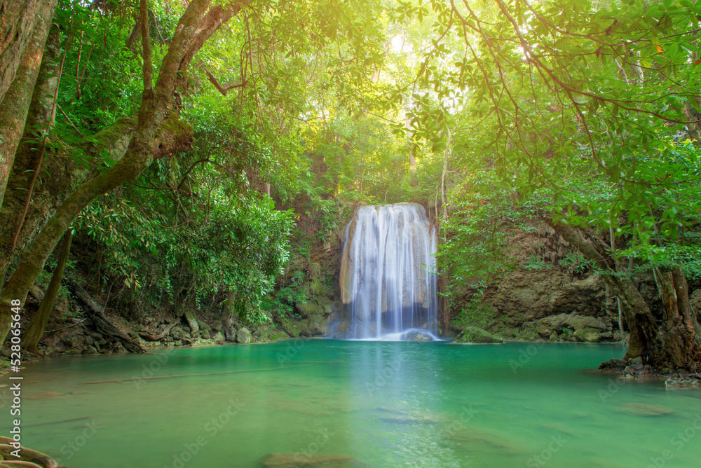 wonder Waterfall in Deep forest at Erawan waterfall National Park. wonder Waterfall in Deep forest at Erawan waterfall National Park.