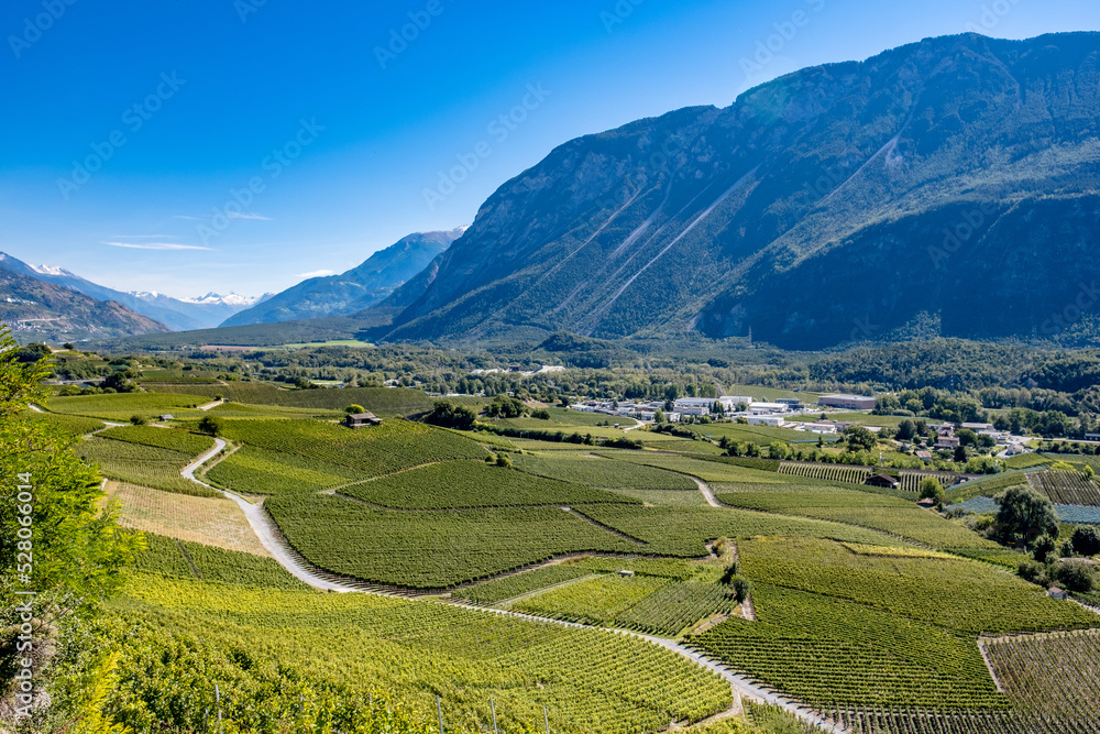 Valley surrounded by mountains - Veyras, Switzerland