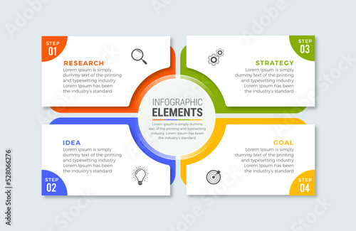 Business infographic template design icons 4 options or steps