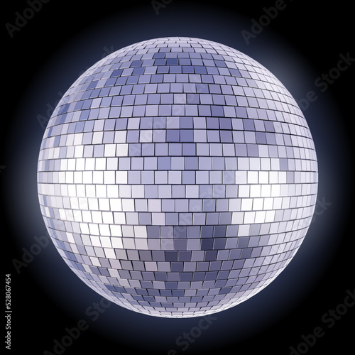 Bluish Disco Ball Isolated on Dark Background photo