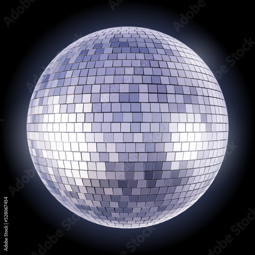 Bluish Disco Ball Isolated on Dark Background