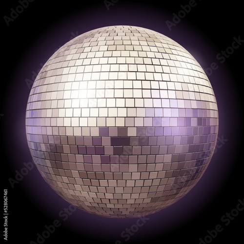 Golden Disco Ball Isolated on Dark Background
