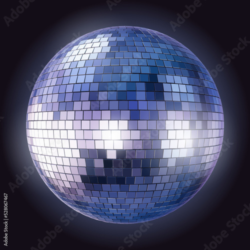 Blue Disco Ball Isolated on Dark Background