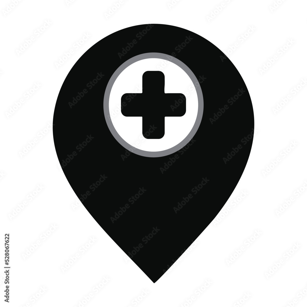 Pin icon plus. Simple design Pin icon plus. Simple design