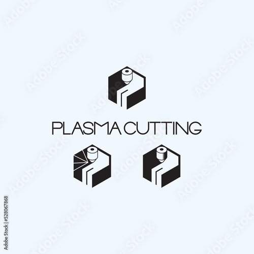 
An illustration consisting of a plasma cutting nozzle in the form of a symbol or logo 