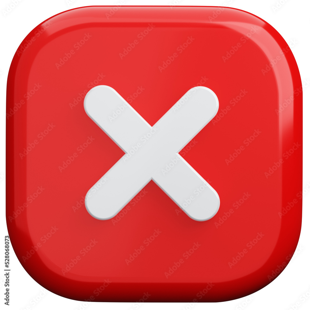 Obraz premium red cross button on transparent background. 3D Illustration