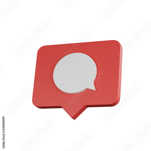 3D rendering message icon on bubble. Digital sign with 3D illustration.