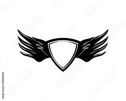 Blank shield with wings logo concept design