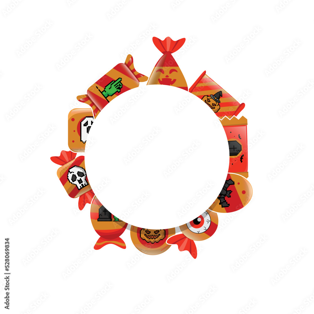 Fototapeta premium Circle frame art halloween candy design background