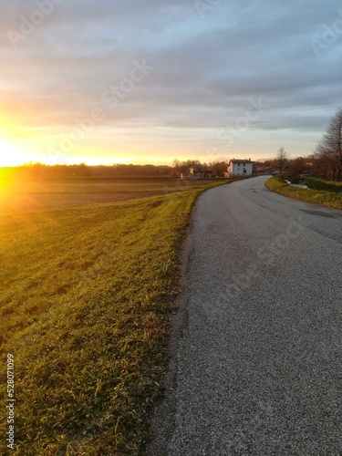 sunset on the road