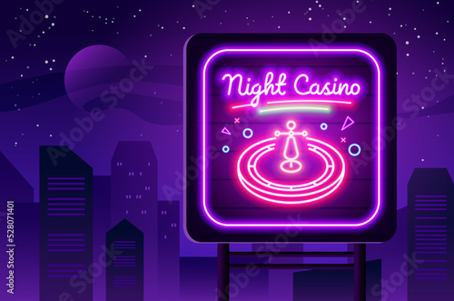 Neon gamer background. Video play concept with control electronic logo, night pc sign, poster and banner template. Slot machine bright signboard. Entertainment club vector isolated illustration