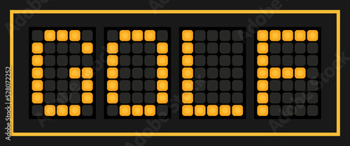 Orange color led banner in word golf on black background