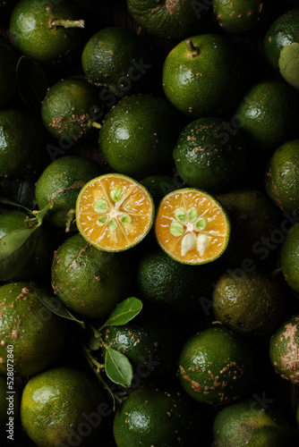 Fresh lime split in two 