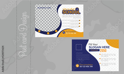 kids school admission post card design template