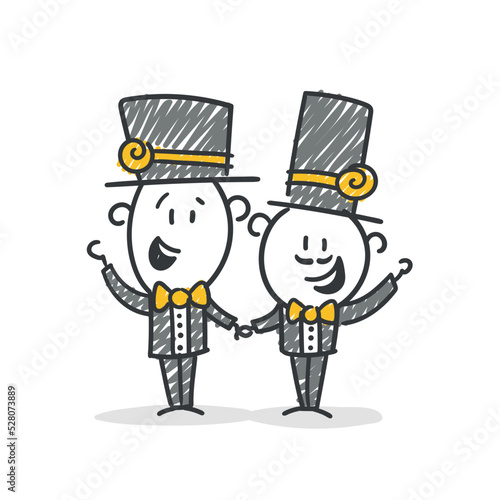 Strichfiguren / Strichmännchen: Hochzeitspaar, homosexuell, lgbtqia+. (Nr. 830)