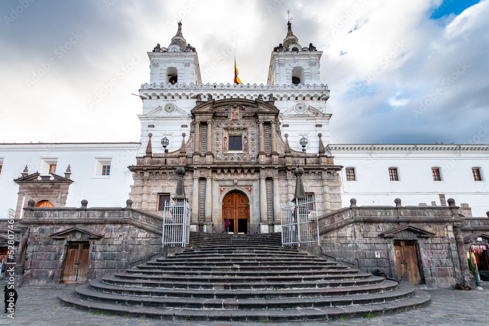 street view of quito old town, ecuador