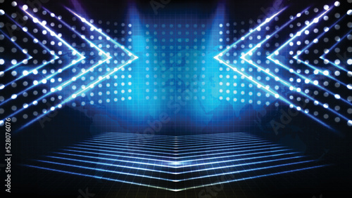 abstract futuristic background of empty stage arena stadium spotlgiht stage background