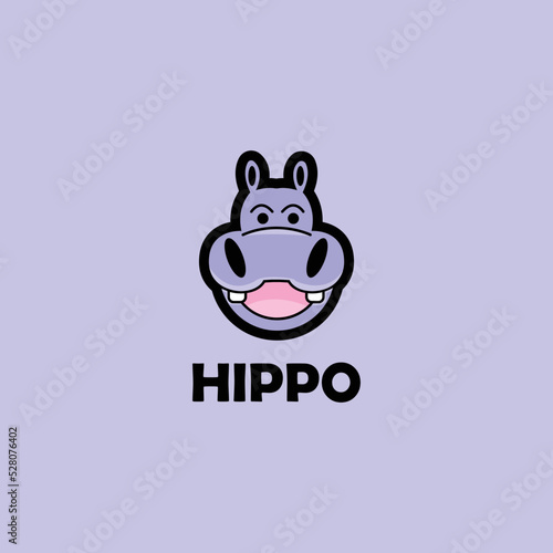 hippo mascot cartoon character logo vector
