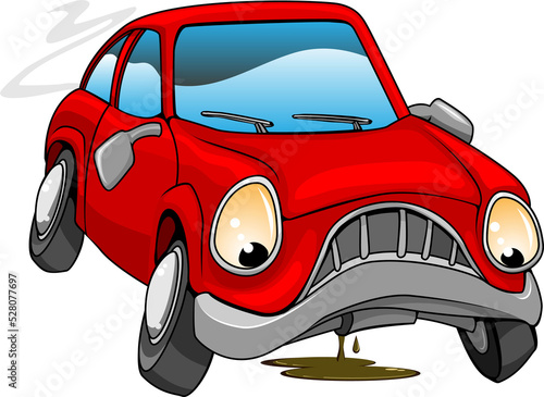 Foto Sad broken down cartoon car